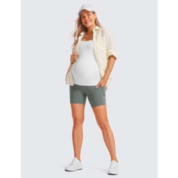 CRZ YOGA Maternity Yoga Biker Shorts - Comfort for Moms