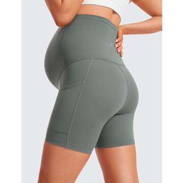 CRZ YOGA Maternity Yoga Biker Shorts - Comfort for Moms