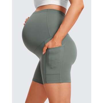 CRZ YOGA Maternity Yoga Biker Shorts - Comfort for Moms