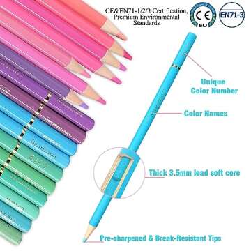 LBW 72 Macaron Pastel Colored Pencils Set Soft Core Macaron Colors for Adults Coloring Books Kids Beginners Blending Shading Sketching