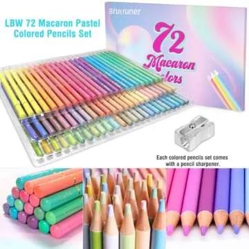 LBW 72 Macaron Pastel Colored Pencils Set Soft Core Macaron Colors for Adults Coloring Books Kids Beginners Blending Shading Sketching