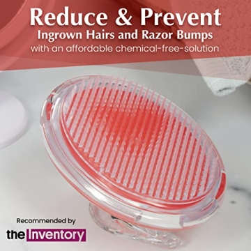 Dylonic Exfoliating Brush for Ingrown Hair and Razor Bump Prevention - Gentle Pre-Shave Exfoliator for Silky Smooth Skin on Face, Legs, Bikini Line - Ideal for Men and Women - Orange, 4x3-Inch