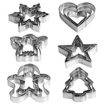 18 Piece Christmas Cookie Cutter Set - Fun Holiday Shapes for Baking