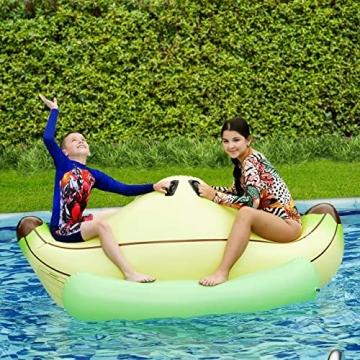 Atlasonix Giant Inflatable Ride-On Banana Float - Summer Fun for Kids on This Large Pool Floaty Sees...