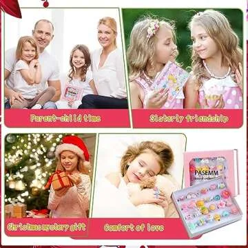 PASEMM 24pcs Little Girl Jewel Rings, Adjustable, No Duplication Kids Play Ring in Box,Pretend Play and Dress Up Rings for 4-12 Year Old Girl Birthday Christmas Holiday Gifts