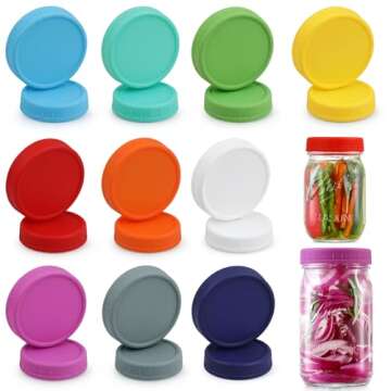 AOZITA Multicolor Mason Jar Lids - Dishwasher Safe & Leakproof