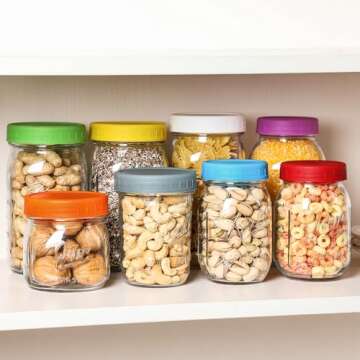 AOZITA Multicolor Mason Jar Lids - Dishwasher Safe & Leakproof