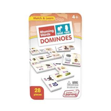 Junior Learning Rhyming Word Dominoes Educational Action Games, Multi, Model: JL490