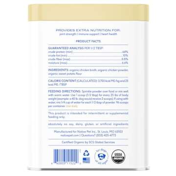 Native Pet Chicken Bone Broth Powder for Dogs & Cats, 11.5 oz - Pet Gravy Food Topper for Picky Eate...