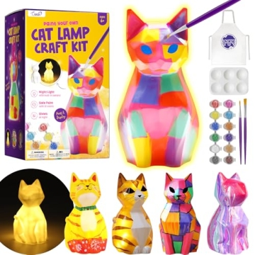 LAOESE Paint Your Own Cat Lamp Kit - Creative Arts & Crafts for Kids 6-12