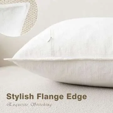 Foindtower Pack of 2, Decorative Linen Soild Throw Pillow Covers Soft Accent Lumbar Cushion Case Boho Farmhouse Neutral Pillowcase for Couch Sofa Bed Living Room Home Decor 12 x 20 Inch Cream White