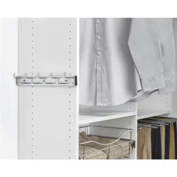 Rev-A-Shelf 14" Pull Out Closet Organization Rack for Belts, Ties and Scarves, Accessories Storage Hanger with Mounting Hardware, Chrome, BRC-14CR