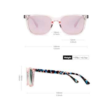 TIANYESY Sunglasses Womens Vintage Polarized Sunglasses Square Trendy Classic Simple Fashion Retro (Pink)