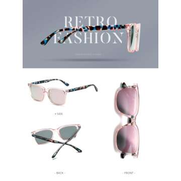 TIANYESY Sunglasses Womens Vintage Polarized Sunglasses Square Trendy Classic Simple Fashion Retro (Pink)