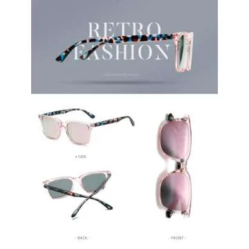 TIANYESY Sunglasses Womens Vintage Polarized Sunglasses Square Trendy Classic Simple Fashion Retro (Pink)