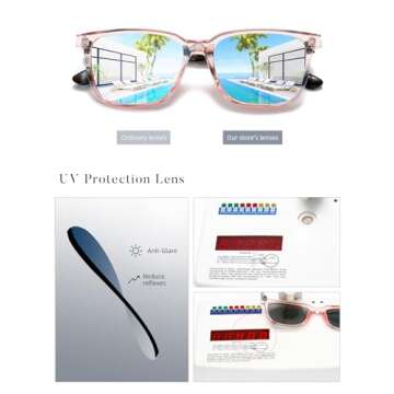 TIANYESY Sunglasses Womens Vintage Polarized Sunglasses Square Trendy Classic Simple Fashion Retro (Pink)