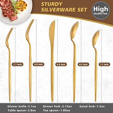 Oliviola 40-Piece Matte Gold Silverware Set for 8