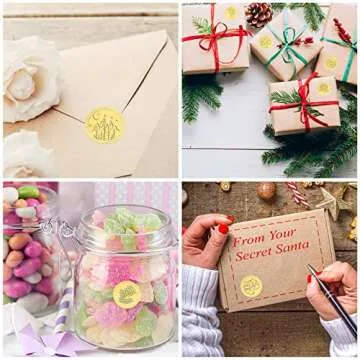 540 Pieces Gold Wax Seals Stickers Embossed Envelope Gold Foil Self Adhesive Wax Stickers for Wedding Greeting Cards Invitations Party Certification, 6 Patterns