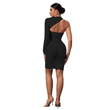 Maketina One Shoulder Black Bandage Party Dress