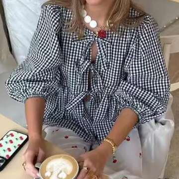 Stylish Tie Front Peplum Babydoll Top for Women Y2K Fashion