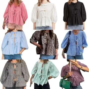 Trendy Tie Front Leopard Print Peplum Top for Women