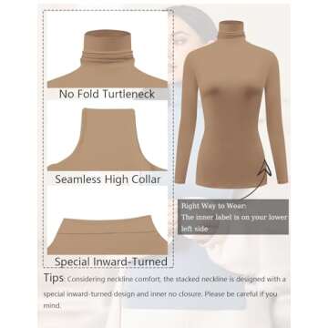 Ekouaer Women's Slim Fit Long Sleeve Turtleneck Thermal Top