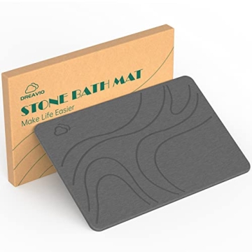 DREAVIO Stone Bath Mat - Quick Dry Diatomaceous Earth Bath Mat for Bathroom, Kitchen, and More