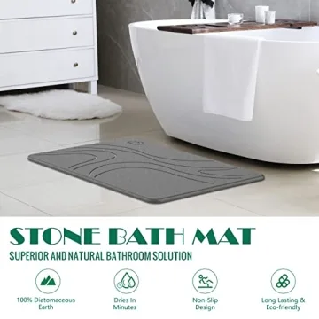 DREAVIO Quick Dry Stone Bath Mat - Super Absorbent Diatomaceous Mat