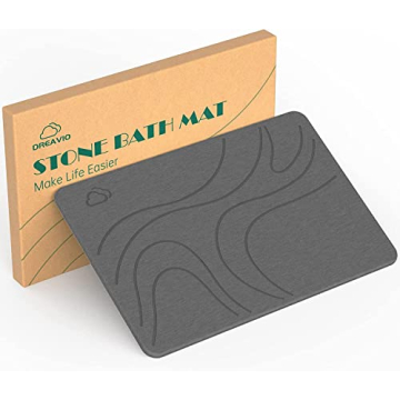 DREAVIO Quick Dry Stone Bath Mat - Super Absorbent Diatomaceous Mat
