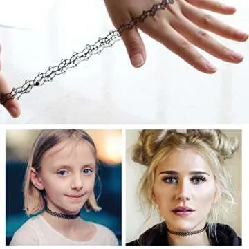 BodyJ4You 2PC Tattoo Choker Leather Necklace Layered Set - 90s Black Choker Necklace 2000s Vintage Collar Necklace - Metal Heart Goth Punk Rock Anime Cosplay