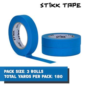 STIKK Painters Tape - 3pk Aqua Sky Light Blue Painter Tape - 1 inch x 60 yards - Paint Tape for Painting, Edges, Trim, Ceilings - Masking Tape for DIY Paint Projects - Residue-Free Painting Tape