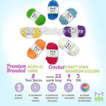 Complete Acrylic Yarns Set for Crochet & Knitting Kit