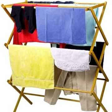 Portable Wooden Clothes Drying Rack - Foldable & Durable