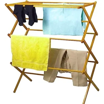 Portable Wooden Clothes Drying Rack - Foldable & Durable