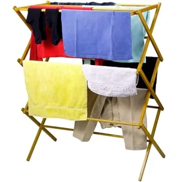 Portable Wooden Clothes Drying Rack - Foldable & Durable