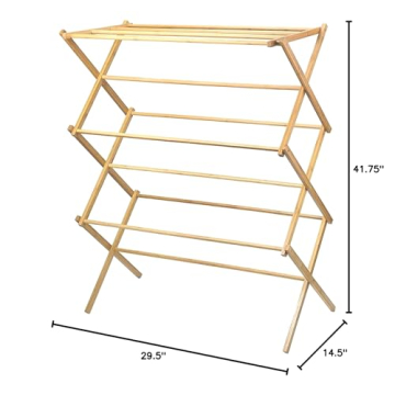 Portable Wooden Clothes Drying Rack - Foldable & Durable