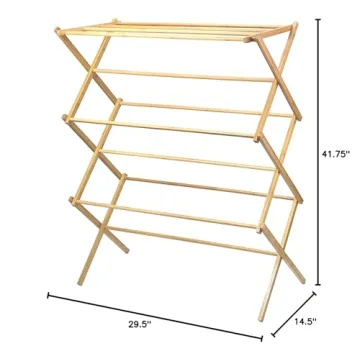 Portable Wooden Clothes Drying Rack - Foldable & Durable