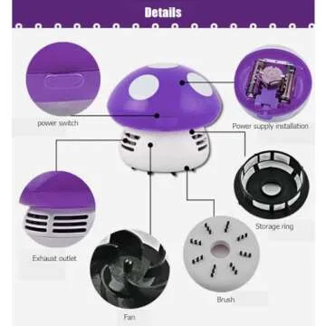 Aliotech Mini Cute Table Dust Vacuum Cleaner Mushroom Shaped Portable Corner Desk Vacuum Cleaner Mini Cute Vacuum Cleaner Dust Sweeper(Purple)