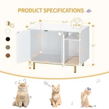 Hzuaneri Cat Litter Box Enclosure, Hidden Litter Box Furniture, Wooden Pet House Side End Table, Sto...