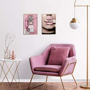 AllBlue Glitter Pink Bathroom Decor Wall Art Shine Toilet Print Glam Bathroom Poster Wall Decor Set of 4 Artwork for Wall Pictures Home Decorations (8x12 in UNFRAMED, Pink)