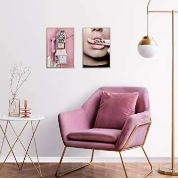 AllBlue Glitter Pink Bathroom Decor Wall Art Shine Toilet Print Glam Bathroom Poster Wall Decor Set of 4 Artwork for Wall Pictures Home Decorations (8x12 in UNFRAMED, Pink)