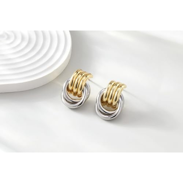 Trendy POWNOOL Gold Geometric Drop Earrings for Women