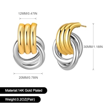 Trendy POWNOOL Gold Geometric Drop Earrings for Women