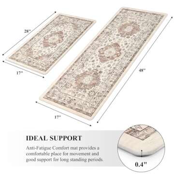Pauwer Anti Fatigue Kitchen Mat Set of 2 Non Slip Kitchen Mats for Floor Cushioned Kitchen Rugs Comfort Standing Mat Farmhouse Waterproof PVC Foam Kitchen Floor Mat Runner