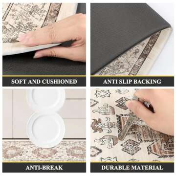 Pauwer Anti Fatigue Kitchen Mat Set of 2 Non Slip Kitchen Mats for Floor Cushioned Kitchen Rugs Comfort Standing Mat Farmhouse Waterproof PVC Foam Kitchen Floor Mat Runner