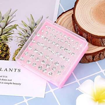 Stuppendux 16G 60PCS Diameter 3mm 4mm 6mm Universal White Zircon Plastic Silcone Anti-Allergy Studs Ear Nail Ear Needle Mixed Color Set Earrings Set for Women Men