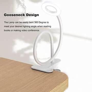 LuxLumin LED Desk Lamp with Clamp for Video Conference Lighting, USB Light for Laptop Zoom Meetings,...