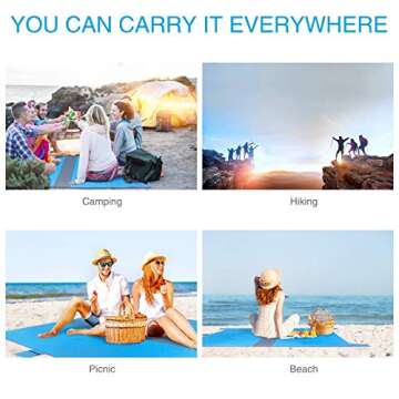 AMADAFAYA Sandfree Beach Blanket，Waterproof Sandproof Beach Mat 79''×83''for 3-7 Adults, Oversized Large Portable Lightweight Pocket Picnic Blanket,Outdoor Blanket for Travel, Camping, Hiking