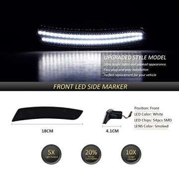 D-Lumina LED Side Marker Lights for Chevy Camaro 2016-2023 - Smoked Lens Pack of 4