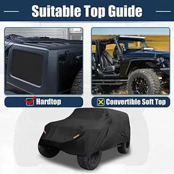 X AUTOHAUX Jeep Wrangler Car Cover - Weather Resistant Protection